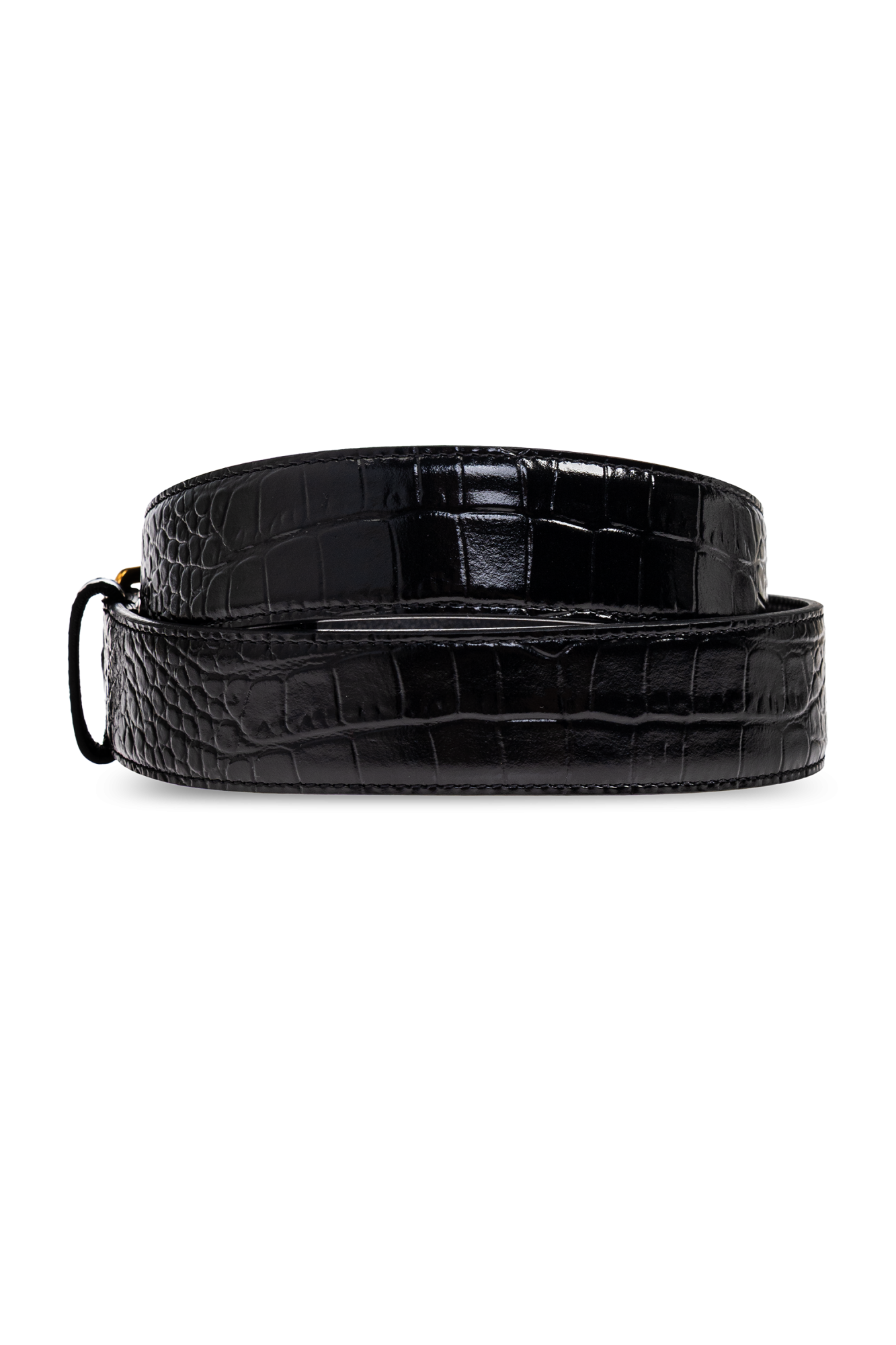 小物 YSL give gauche Leather belt Cassandre thin belt WITH SQUARE BUCKLE IN GRAINED LEATHER